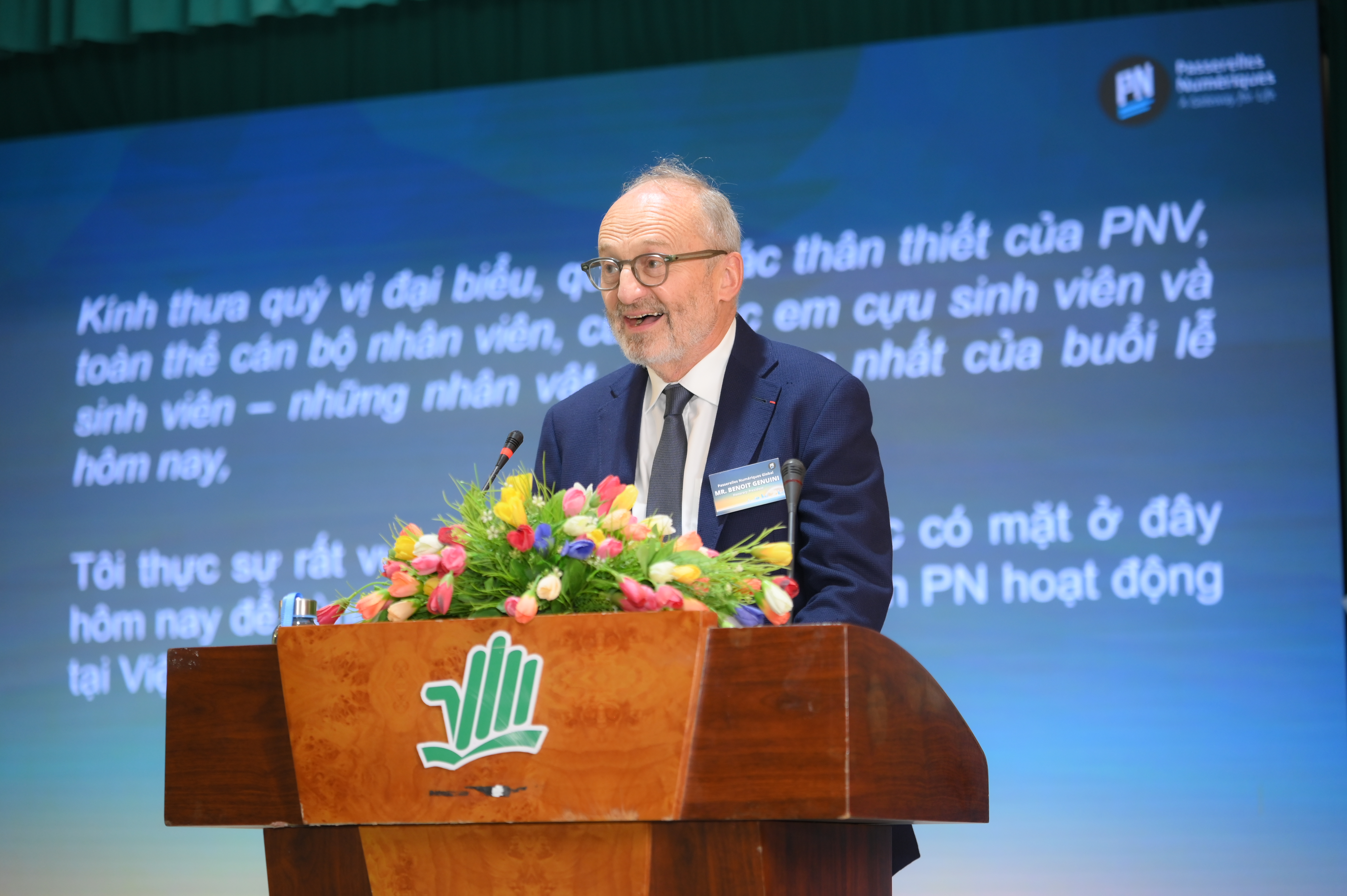 Mr. Benoit Genuini speaking at the anniversary ceremony
